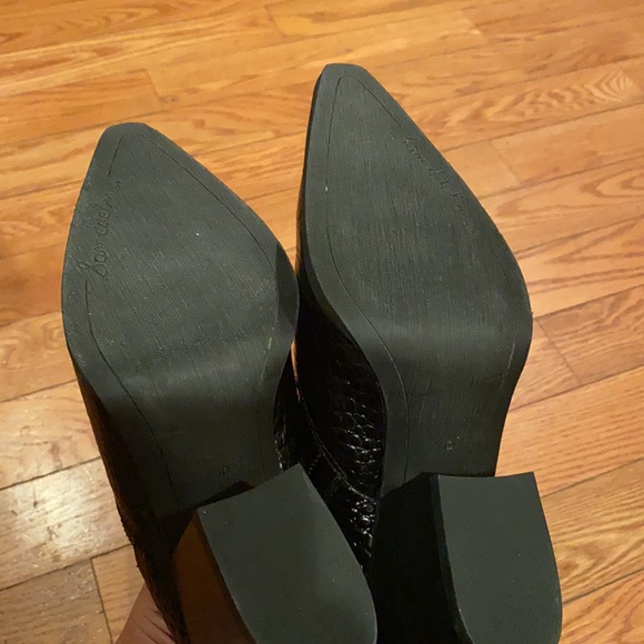 Sam Edelman Black Croc-Embossed Ankle Boots - Picture 7 of 9